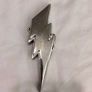 Silver lightning bolt belt buckle